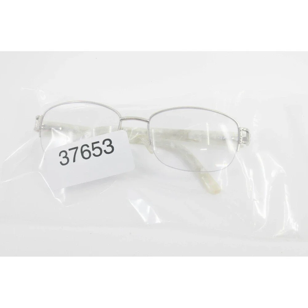SP 4006 YG Silver White Marble Semi Rimless Eyeglass Frames 54-18-135